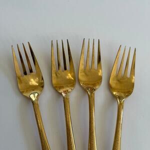 Vintage Florentine Gold Electroplate Dinner Forks Set 4 MCM Replacement Flatware